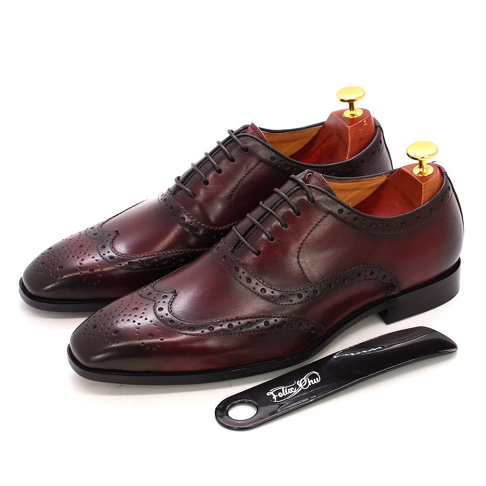Leren Oxford Schoenen Met Wingtip Brogue Details