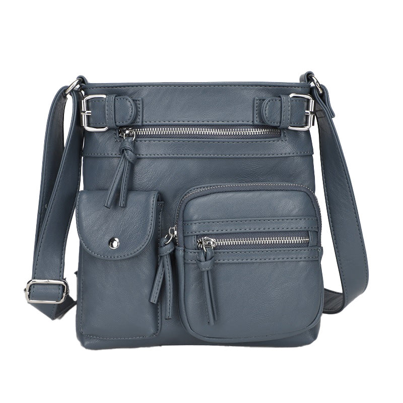 Leren Schoudertas Met Meerdere Compartimenten Voor Vrouwen