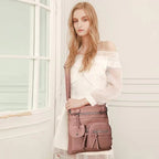 Leren Schoudertas Met Meerdere Compartimenten Voor Vrouwen