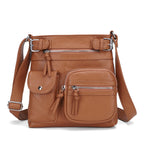 Leren Schoudertas Met Meerdere Compartimenten Voor Vrouwen