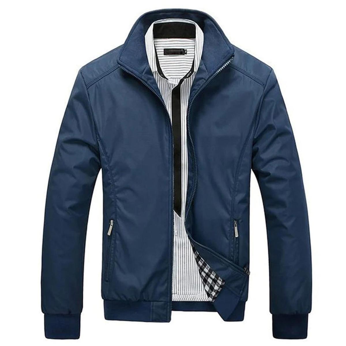 Lichte Casual Jas voor Mannen met Staande Kraag