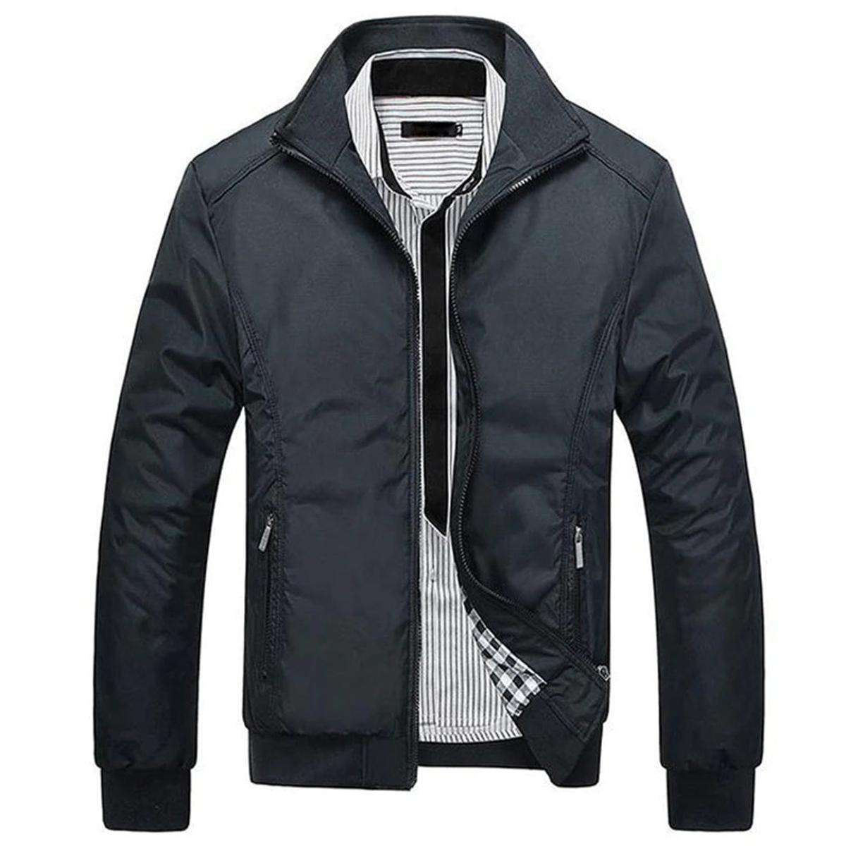 Lichte Casual Jas voor Mannen met Staande Kraag