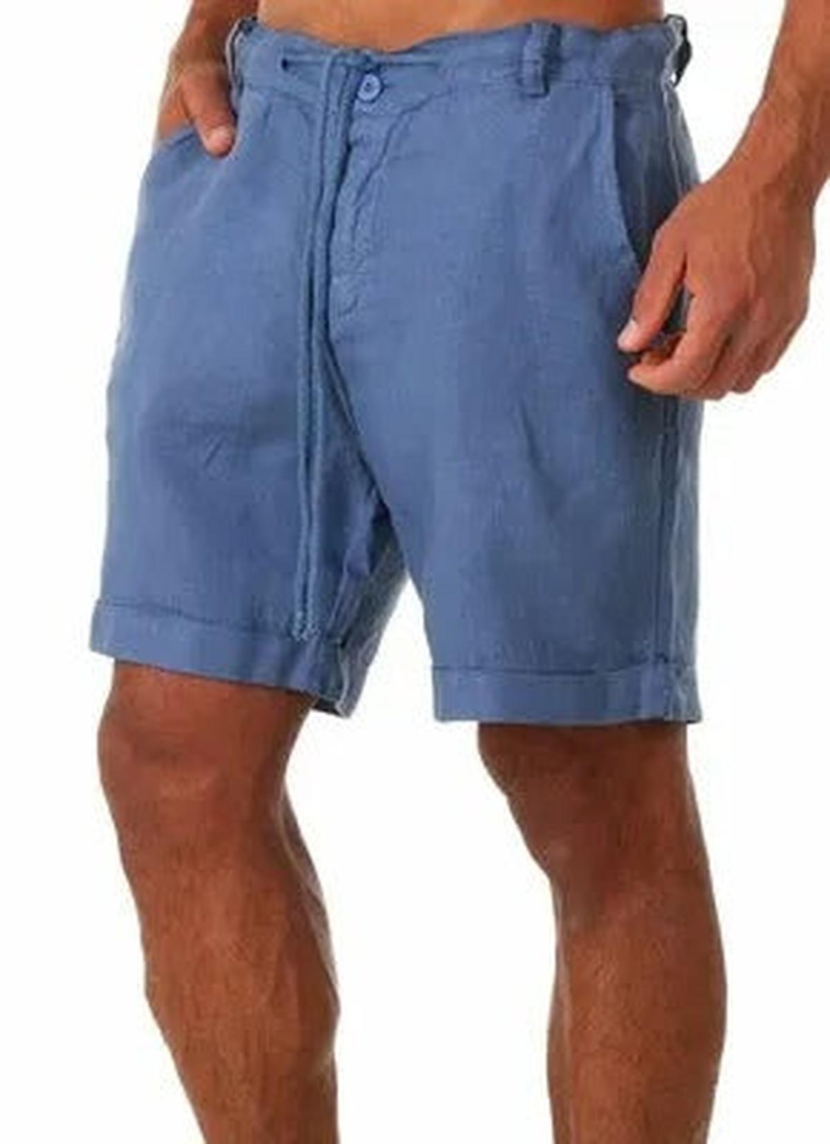 Lichte Linnen Shorts Voor Mannen Met Elastische Tailleband En Zakjes