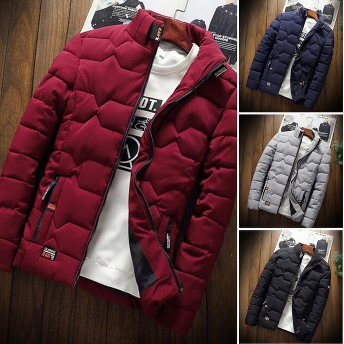 Lichte Staande Kraag Jas voor Mannen - Herfst/Winter