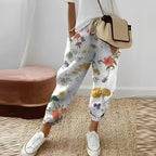 Lichtgewicht Boho Broeken Met Bladenpatroon Voor Dames