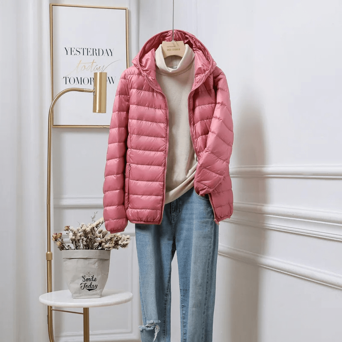 Lichtgewicht Gewatteerd Capuchon Puffer Jacket Voor Dames