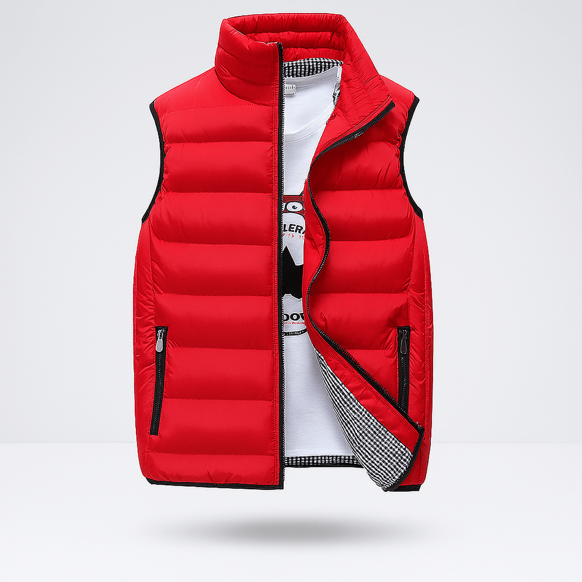 Lichtgewicht Gewatteerde Bodywarmer Met Hoge Kraag En Winddichte Ritsen