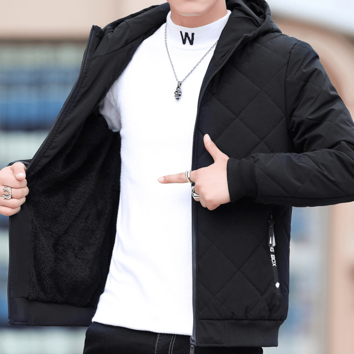 Lichtgewicht Hooded Jacket voor Mannen met Relaxte Pasvorm