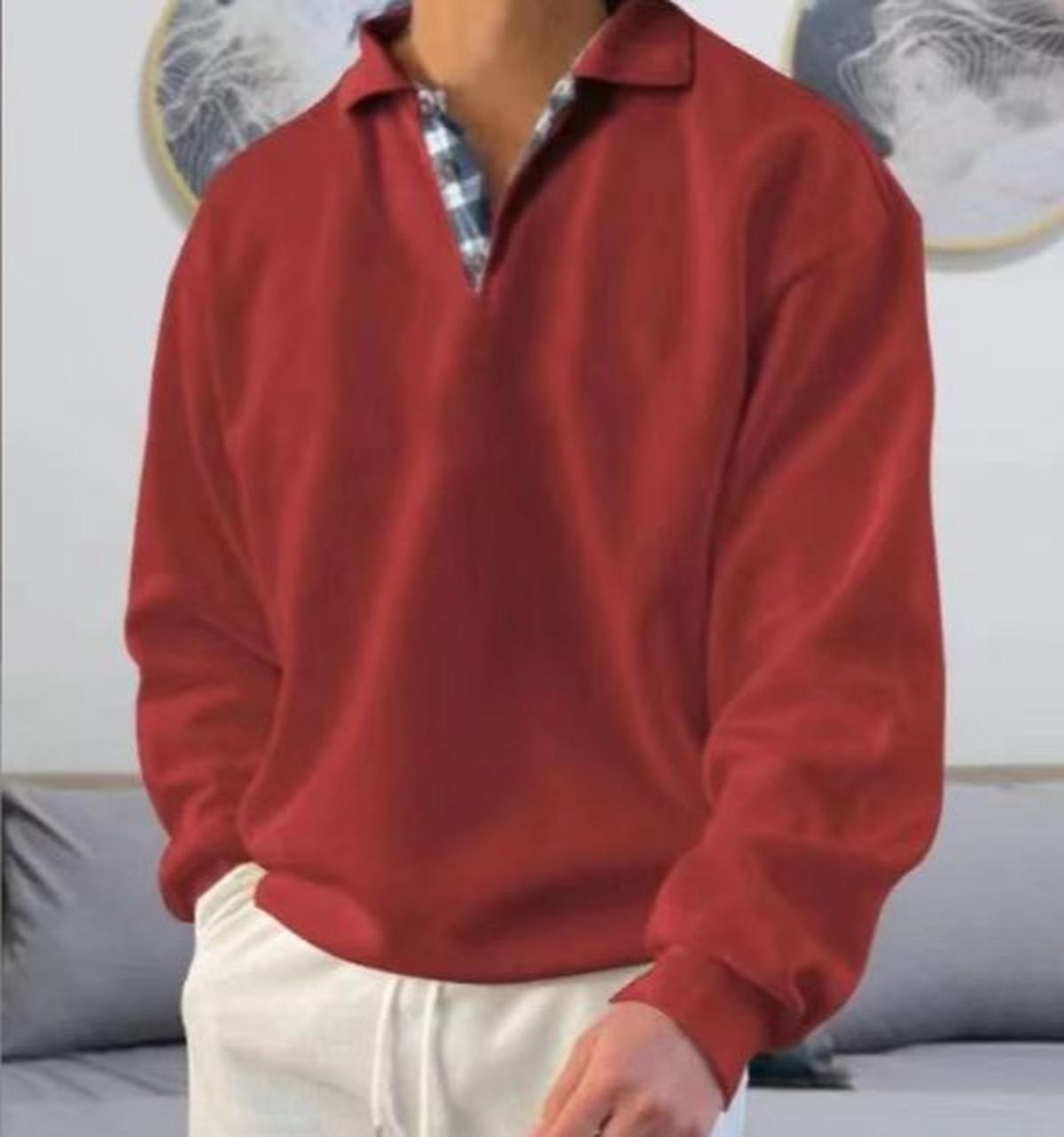 Losse Fit V-Hals Casual Sweatshirt Voor Mannen