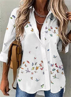 Luchtige Blouse Met Vlinderprint En Relaxed Fit