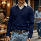 Luxe V-Hals Trui Van Zachte Katoenmix Voor Alle Seizoenen