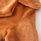 Middellange Pluche Winterjas met Reverskraag en Zakken