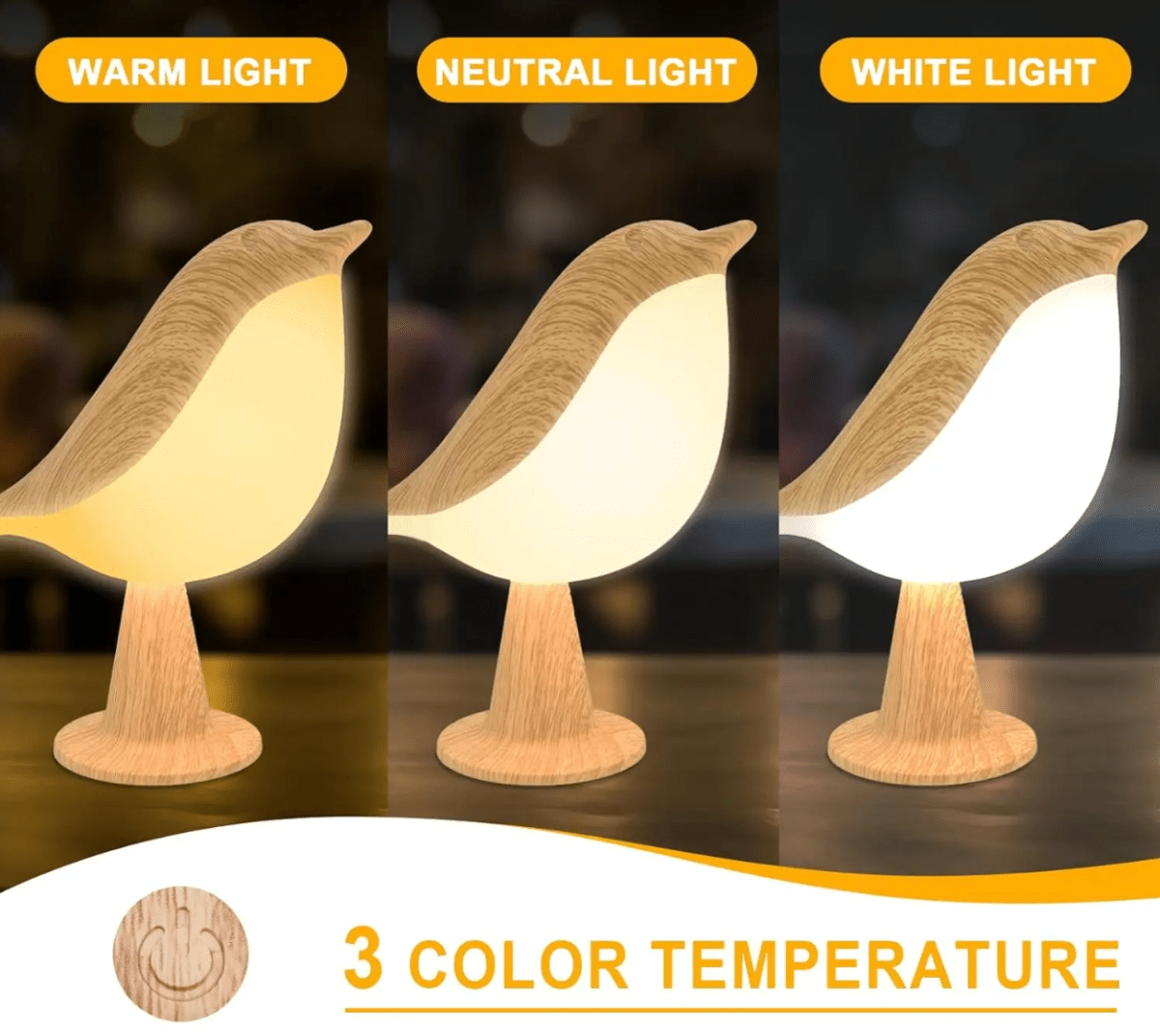 Minimalistische Tafellamp met Vogelthema en LED Verlichting