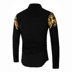 Modern Heren Overhemd - Satijn-Look met Gouden Details