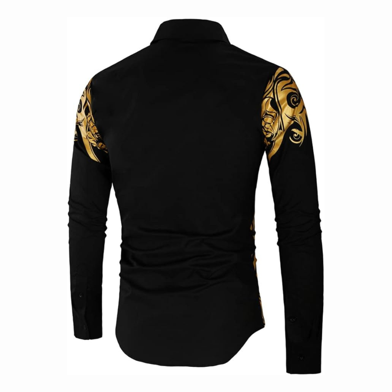 Modern Heren Overhemd - Satijn-Look met Gouden Details