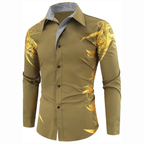 Modern Heren Overhemd - Satijn-Look met Gouden Details