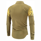 Modern Heren Overhemd - Satijn-Look met Gouden Details