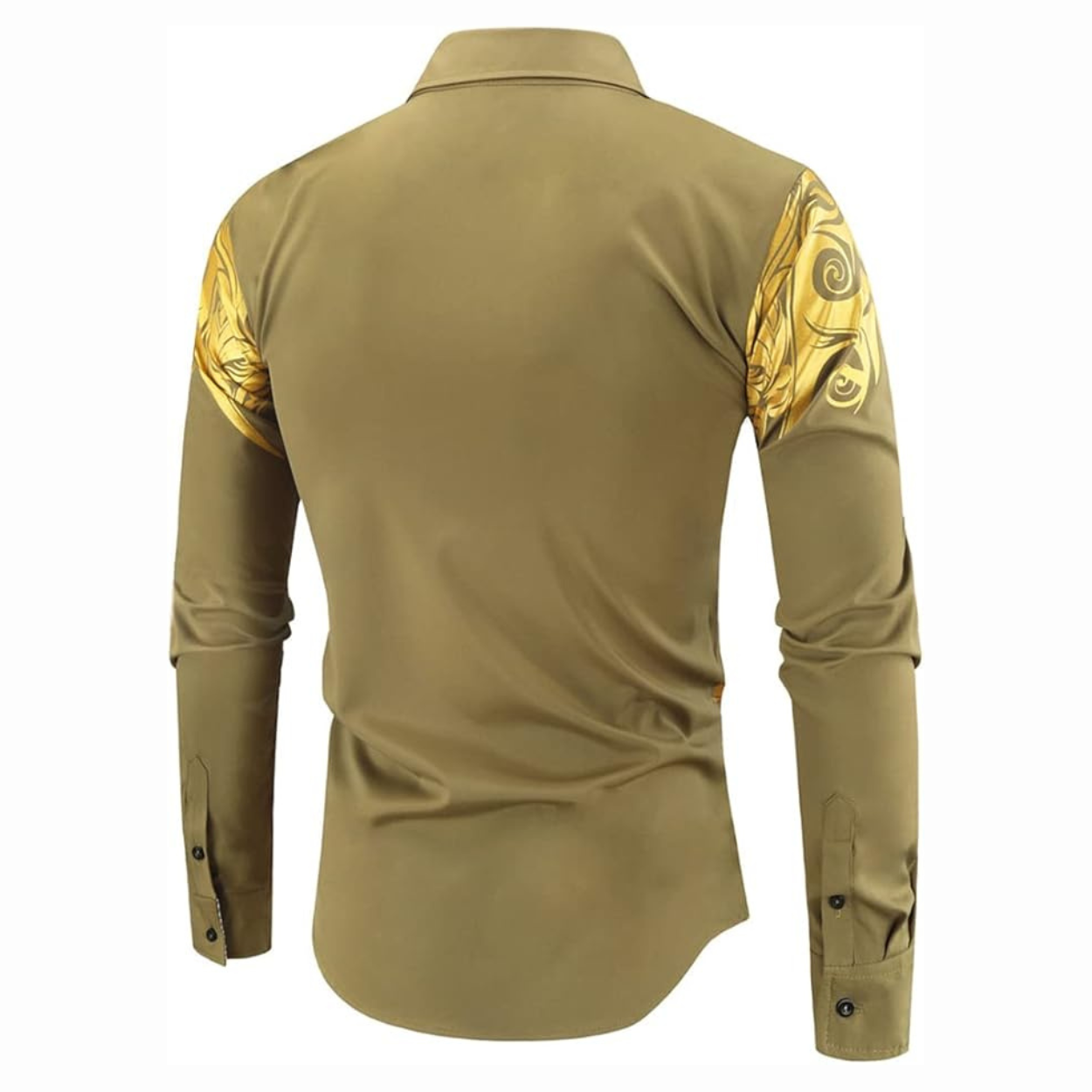 Modern Heren Overhemd - Satijn-Look met Gouden Details