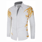 Modern Heren Overhemd - Satijn-Look met Gouden Details