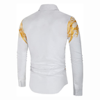 Modern Heren Overhemd - Satijn-Look met Gouden Details