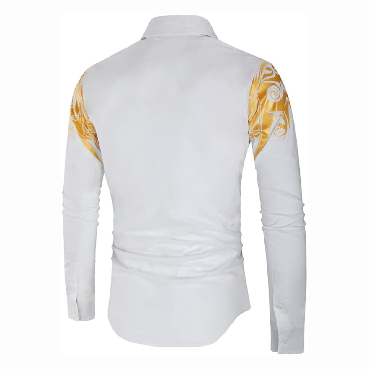 Modern Heren Overhemd - Satijn-Look met Gouden Details