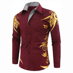 Modern Heren Overhemd - Satijn-Look met Gouden Details