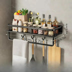 Moderne Zwarte Wandgemonteerde Keukenkast Met Haken