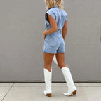 Mouwloze Denim Jumpsuit met Riem