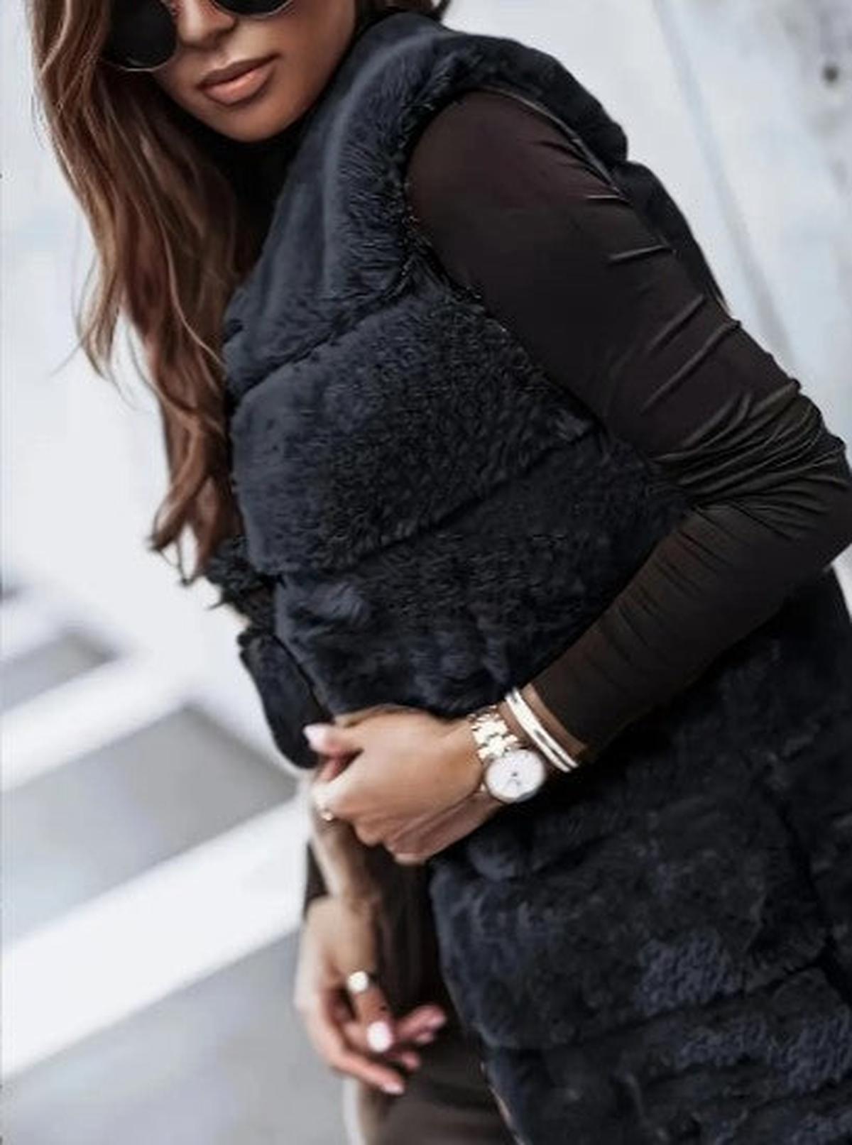 Mouwloze Faux Fur Vest Met Open Voorzijde Voor Dames