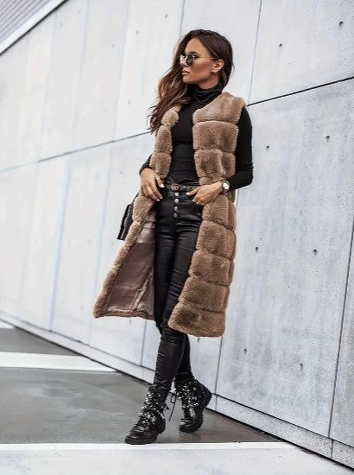 Mouwloze Faux Fur Vest Met Open Voorzijde Voor Dames
