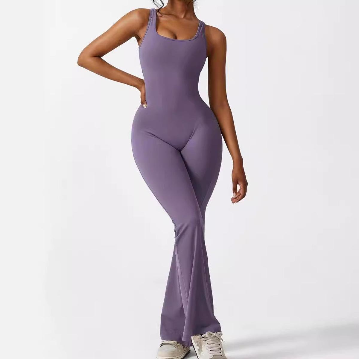 Mouwloze Flared Jumpsuit voor Yoga en Fitness