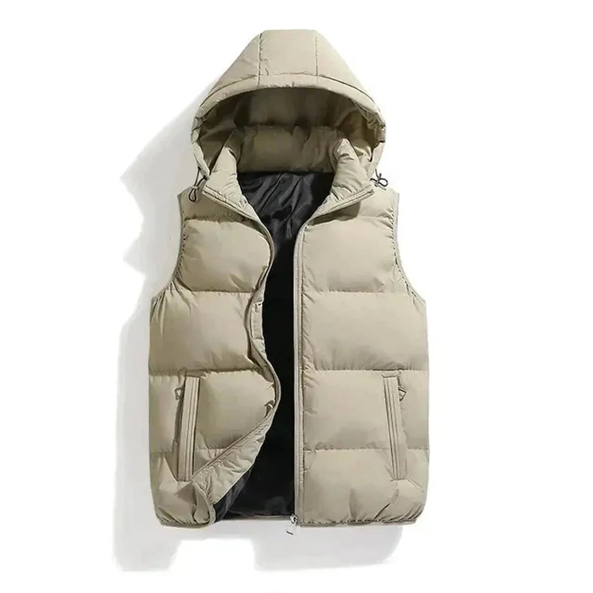 Mouwloze Geïsoleerde Winterjas met Afneembare Capuchon