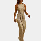 Mouwloze Glitter Jumpsuit Voor Vrouwen Met V-Hals