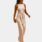 Mouwloze Glitter Jumpsuit Voor Vrouwen Met V-Hals