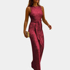Mouwloze Glitter Jumpsuit Voor Vrouwen Met V-Hals