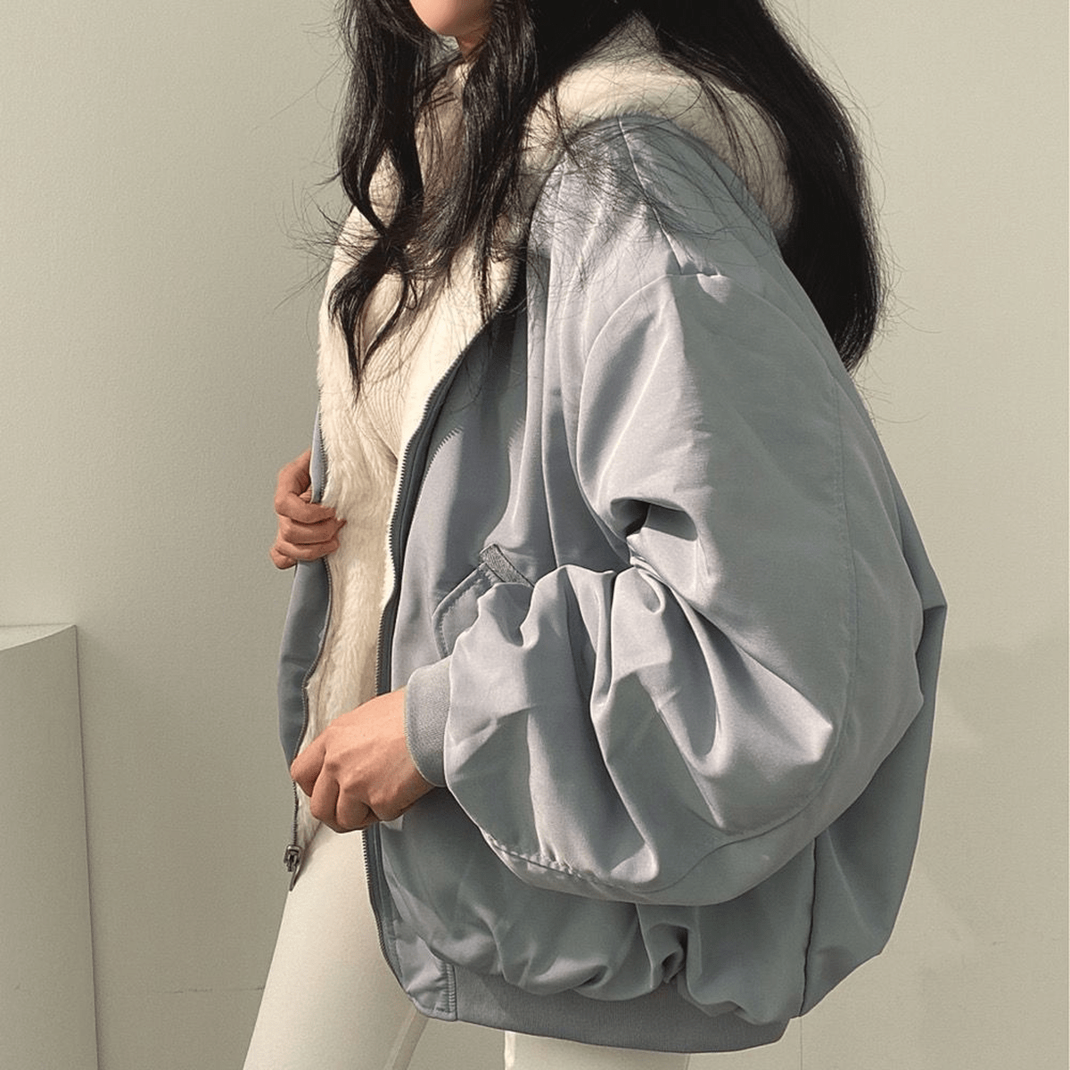 Omkeerbare Fleecejas met Capuchon en Lange Mouwen