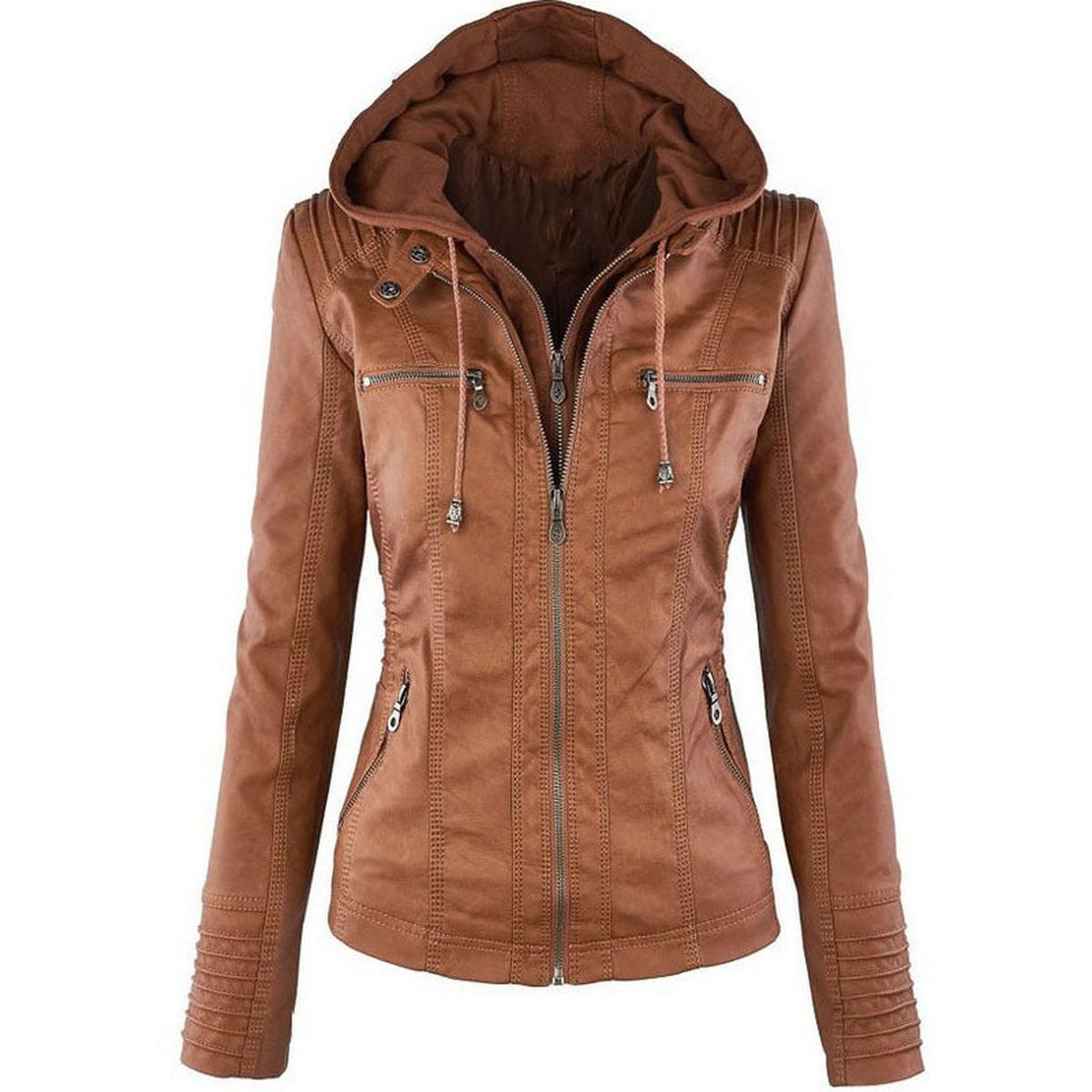 Omkeerbare PU Leren Jas Voor Dames