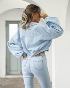 Oversized Cropped Corduroy Jack Dames met Ballonmouwen - Mix