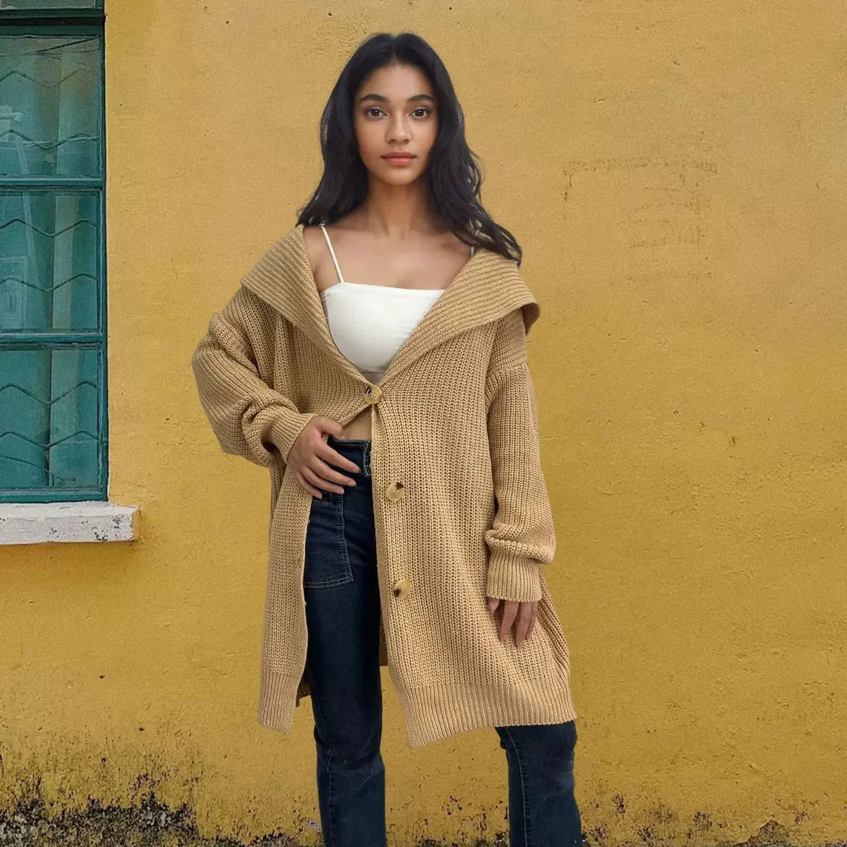 Oversized Dames Vest Met Gebreide Wol-gevoel Voor Herfst En Winter