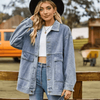 Oversized Denim Jacket Voor Dames Met Knoopsluiting