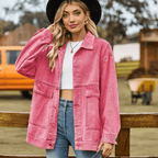 Oversized Denim Jacket Voor Dames Met Knoopsluiting