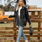 Oversized Denim Jacket Voor Dames Met Knoopsluiting