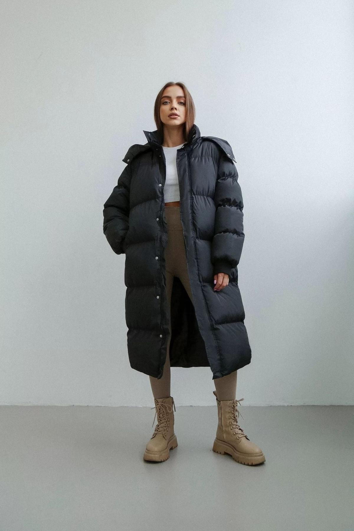 Oversized Doorgestikte Puffer Trench Coat/Overjas Voor Dames