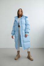 Oversized Doorgestikte Puffer Trench Coat/Overjas Voor Dames