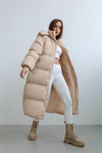 Oversized Doorgestikte Puffer Trench Coat/Overjas Voor Dames