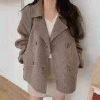 Oversized Double-Breasted Wollen Mantel Voor Dames