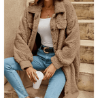 Oversized Lange Teddy/Sherpa Jas Met Knopen