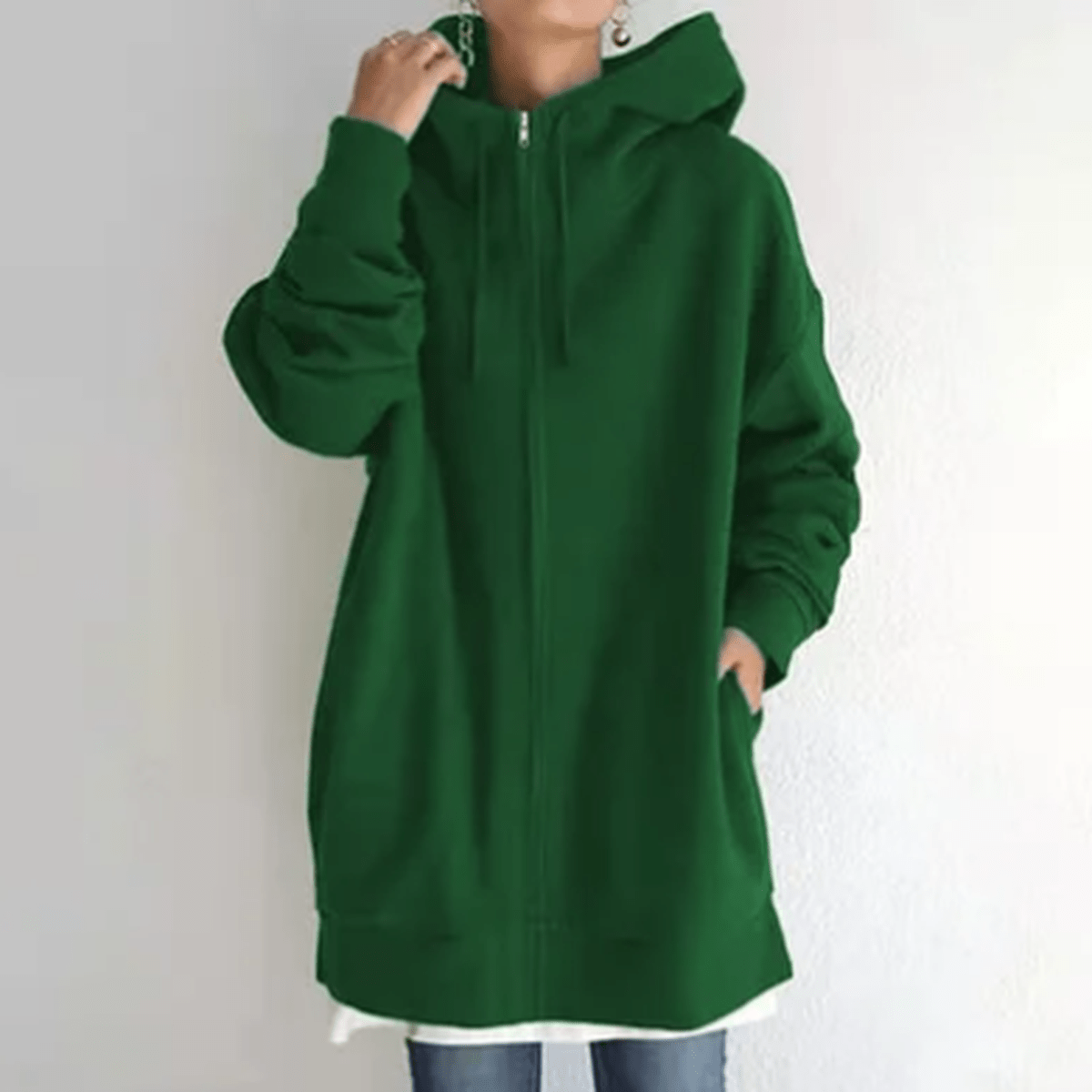 Oversized Rits Hoodie Met Capuchon Voor Dames - Comfortabel Voor Herfst En Winter