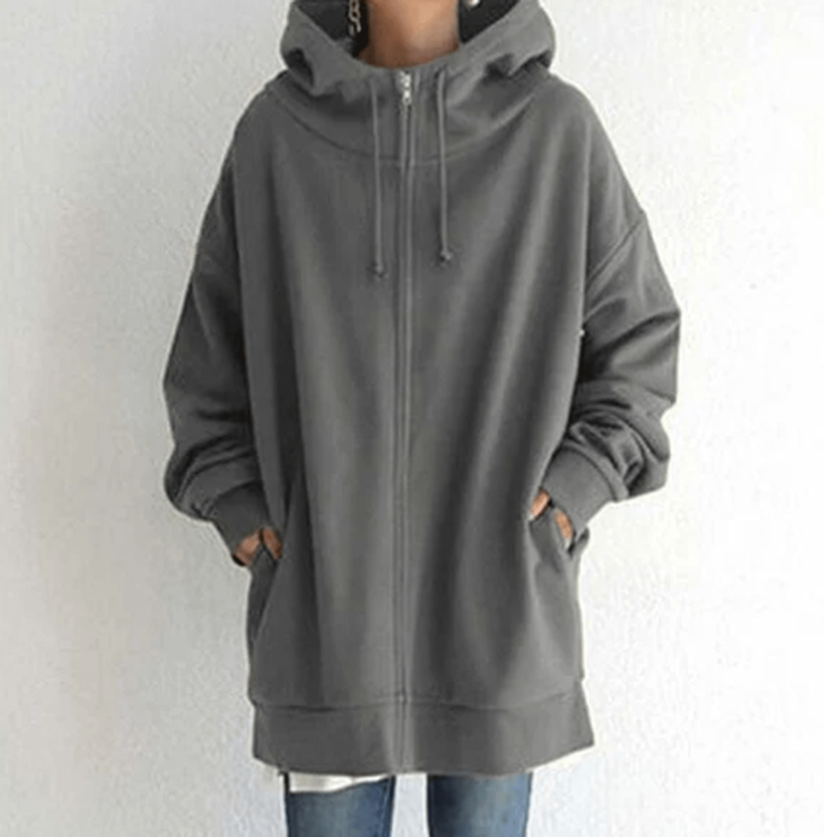 Oversized Rits Hoodie Met Capuchon Voor Dames - Comfortabel Voor Herfst En Winter
