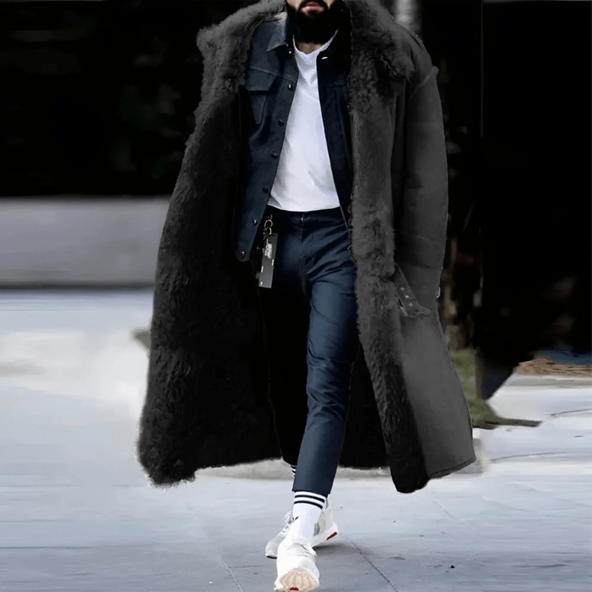 Oversized Shearling-Lined Trenchcoat Voor Heren - Geïsoleerd Voor Herfst/Winter